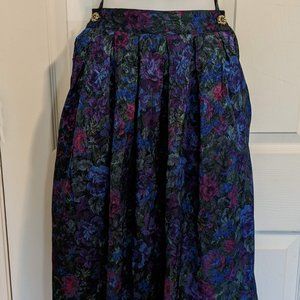 Retro Vintage 80s/90s Style Blue Green Nilani Floral Skirt with Pockets (10)